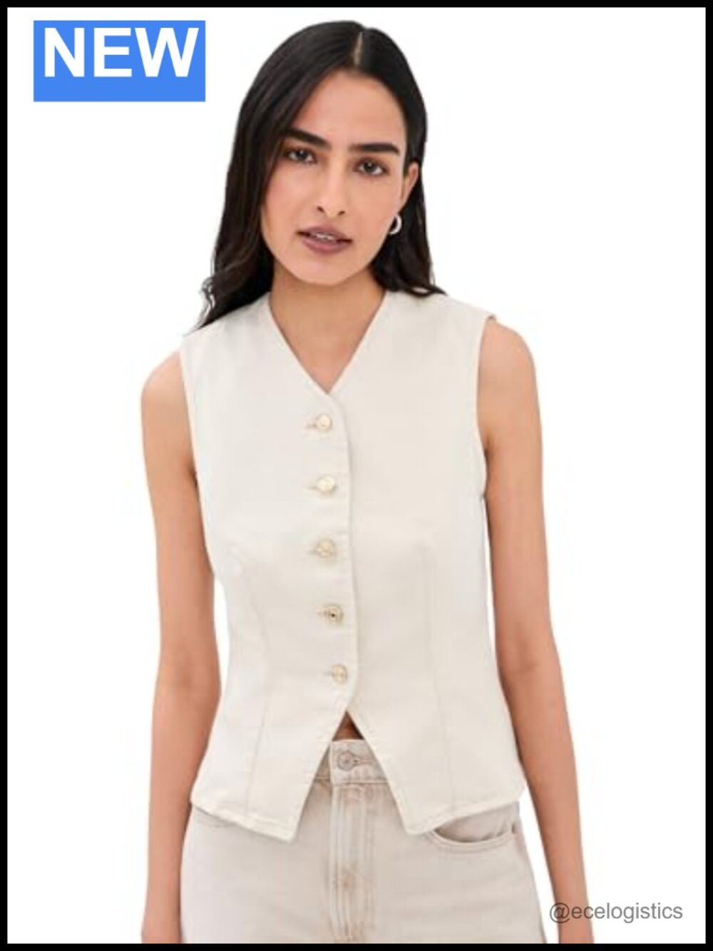 Denim Vest for Women - Sleeveless V-Neck Vest